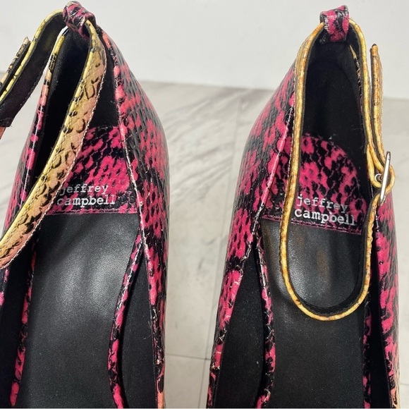 Jeffrey Campbell Okurr Chunky Platform Snakeprint Leather Pump 7 1/2 - Picture 11 of 16